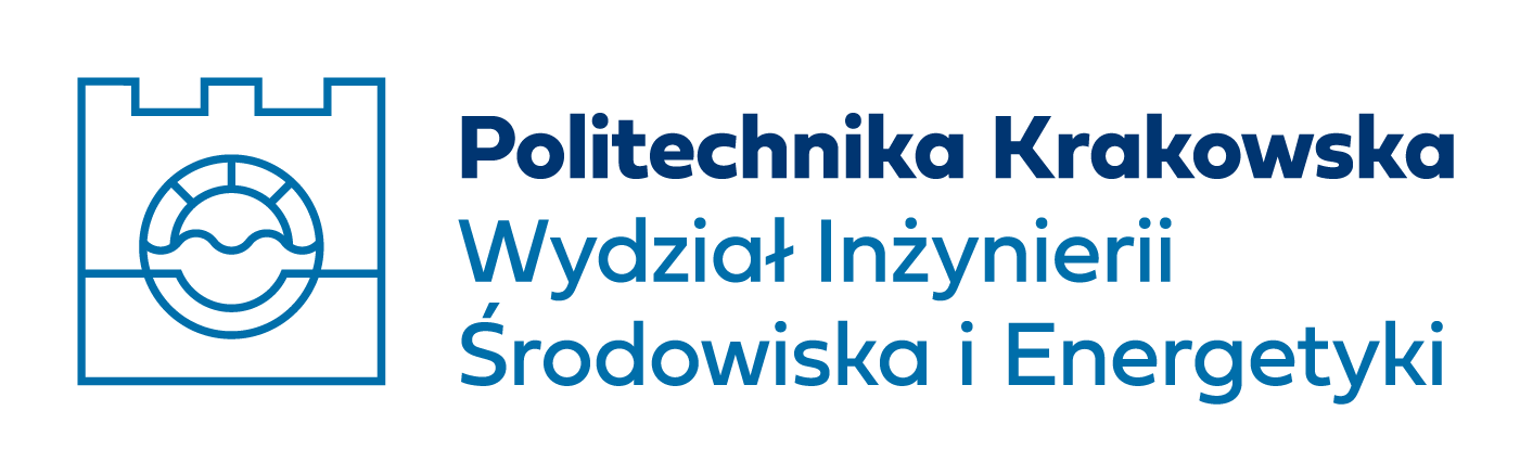 asymetryczne logo Wydziału Inżynierii  Środowiska i Energetyki do stosowania samodzielnie lub z sygnetem Politechniki Krakowskiej